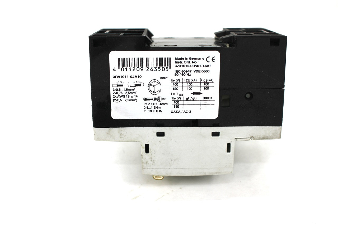 Siemens 3RV1011-0JA10 Manual Motor Controller, 0.7-1A, Class 10