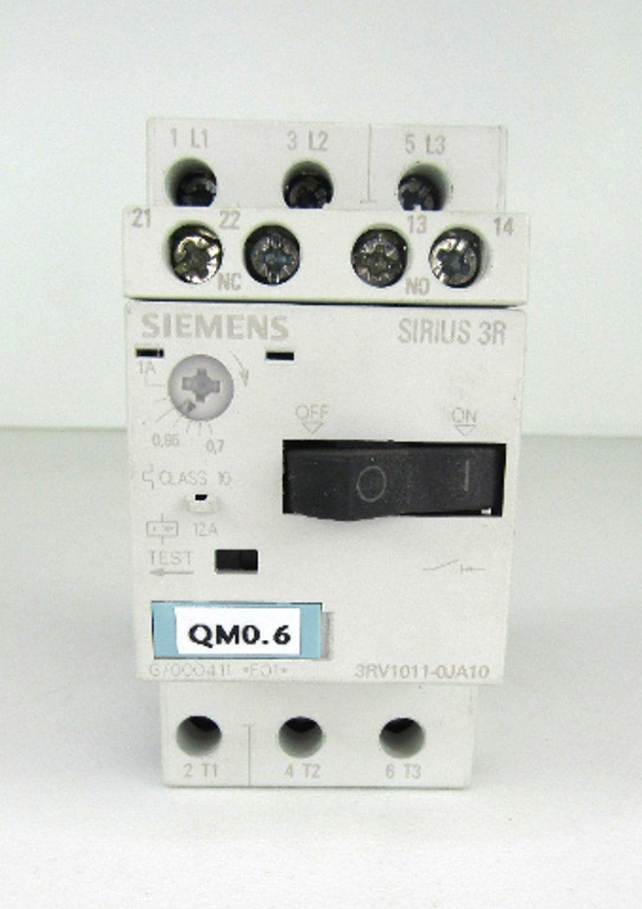 Siemens 3RV1011-0JA10 Manual Motor Controller, 0.7-1A, Class 10