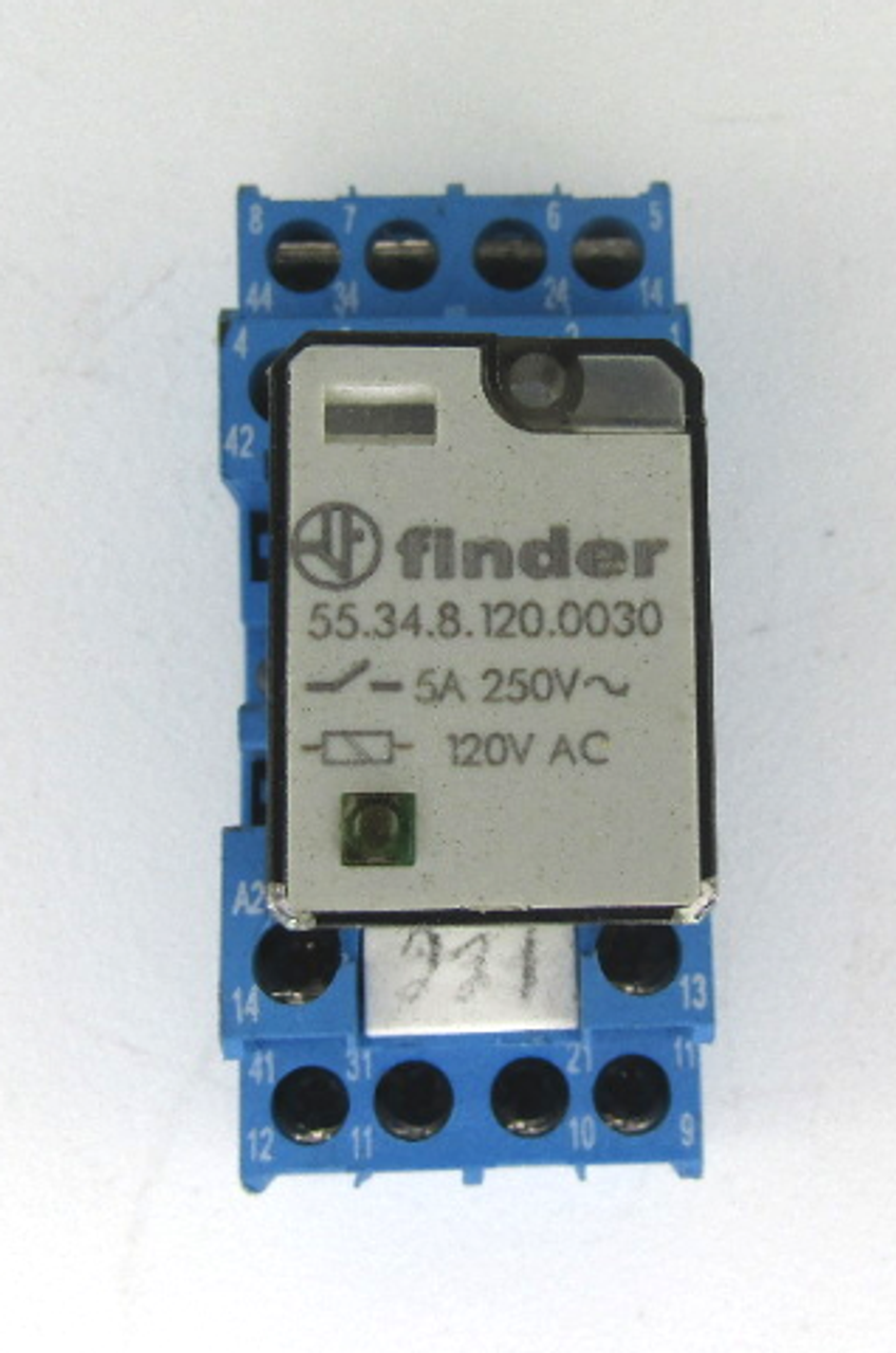 Finder 55.34.8.120.0030 Cube Relay 120VAC, 5A with Base