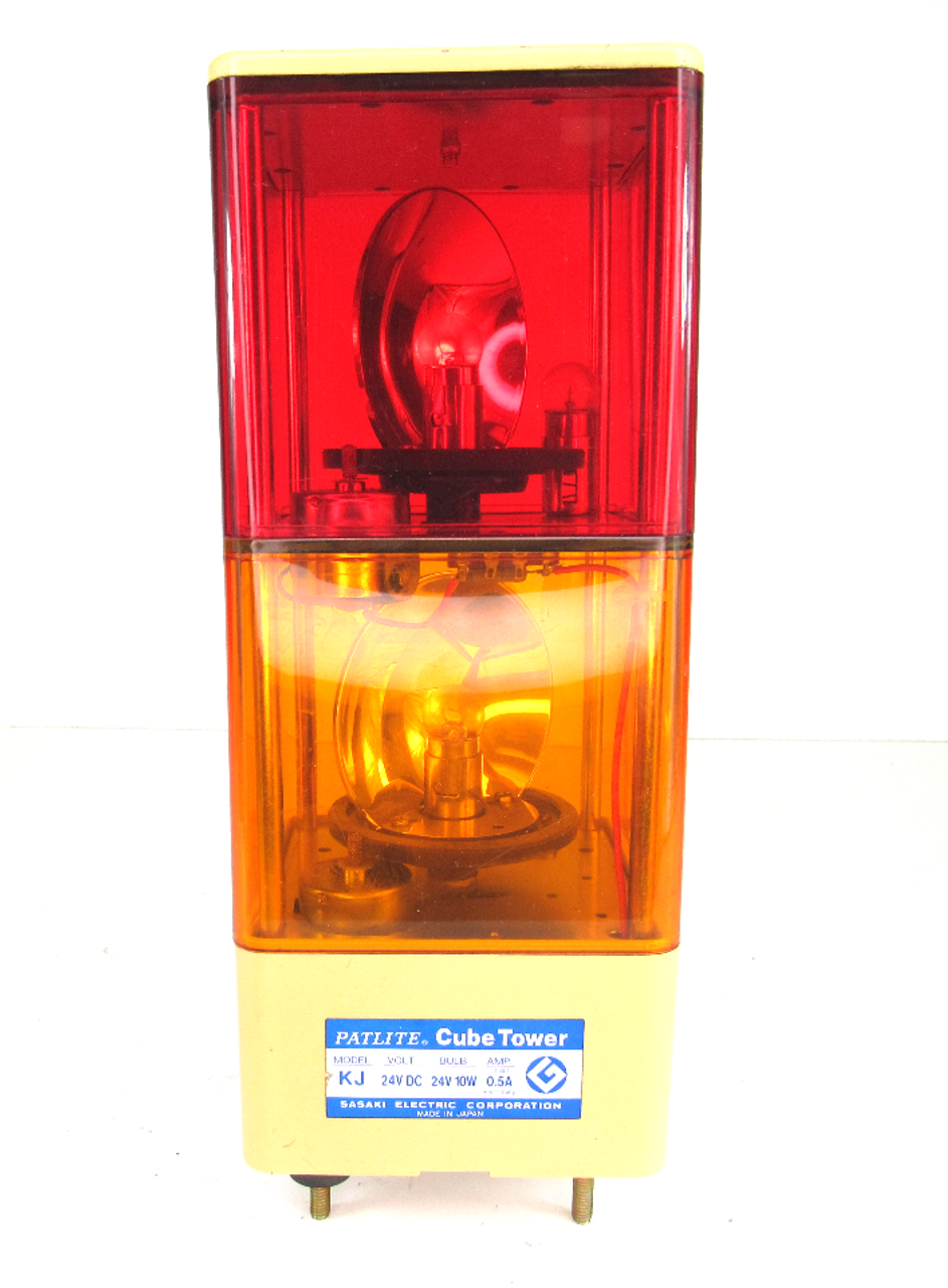 Patlite KJ Cube Tower Rotating Red/Amber 24 Vdc/0.5a
