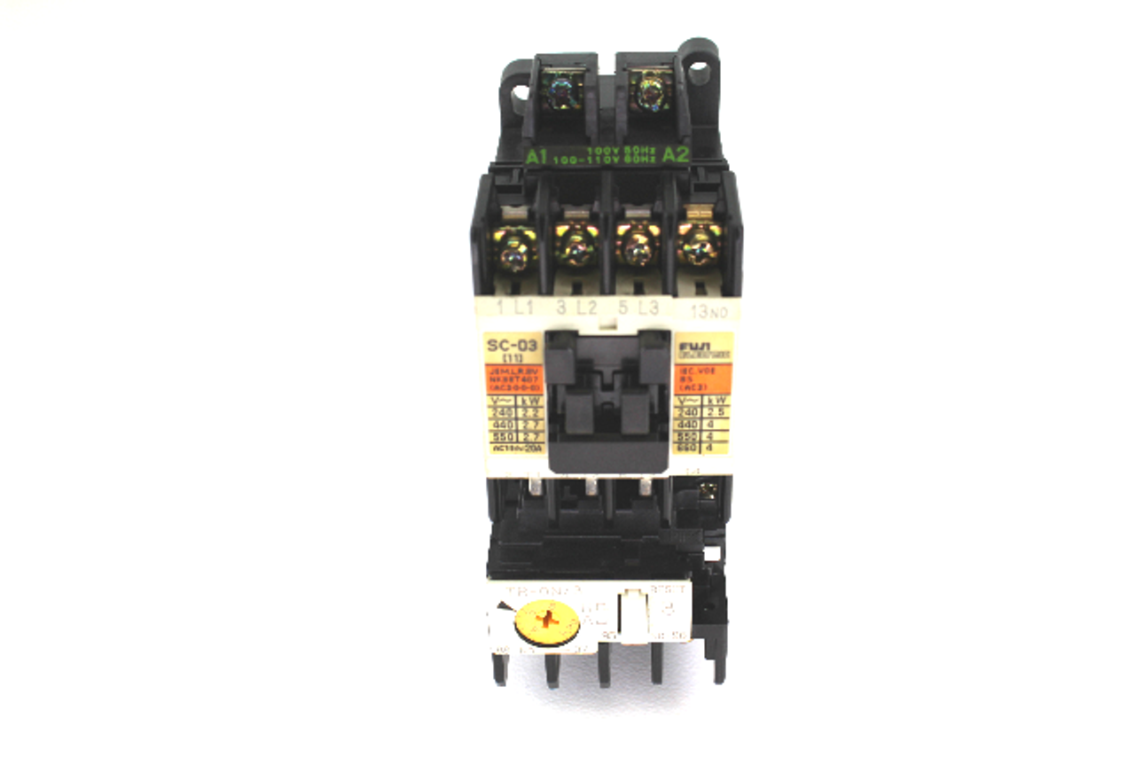 Fuji Electric SC-03 Contactor, 11 Amp w/ TR-ON/3 Thermal Overload Relay, 6 Amp, 600V AC