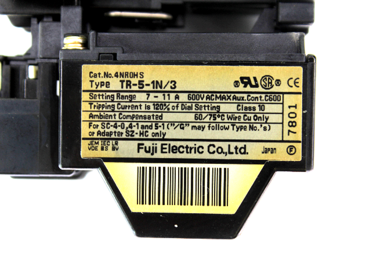 Fuji Electric SC-4-0 Contactor, 20 Amp, 24V DC, 480V AC w/ TR-5-1N/