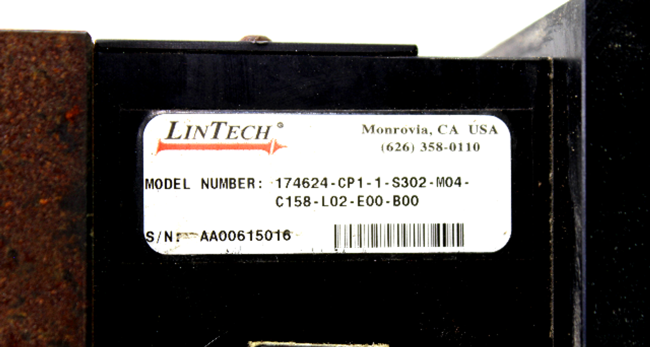 LinTech 174624-CP1-1-S302-M04-C158-L02-E00-B00 Linear Rodless Actuator, with Baldor GPP12540 Industrial Motor