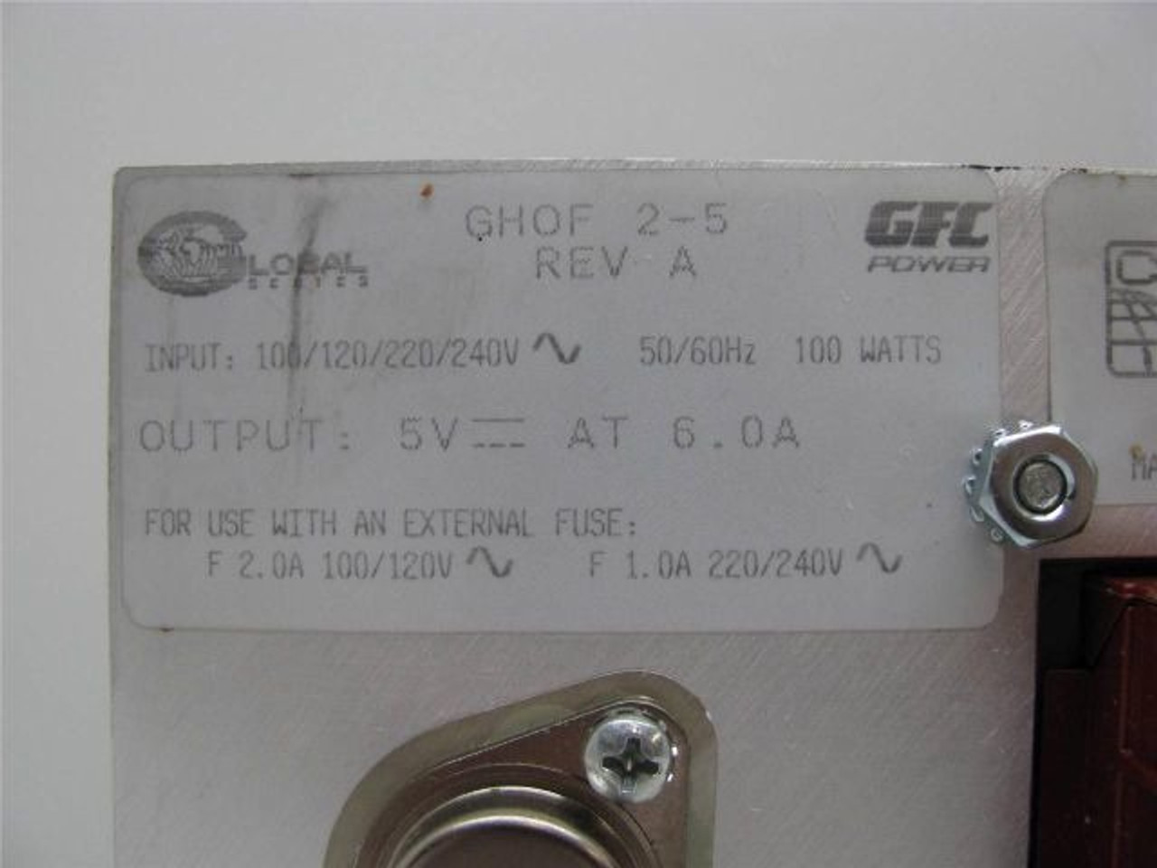 GFC Power GHOF 2-5 Power Supply 5VDC Output 6 Amps Input 100-240VAC