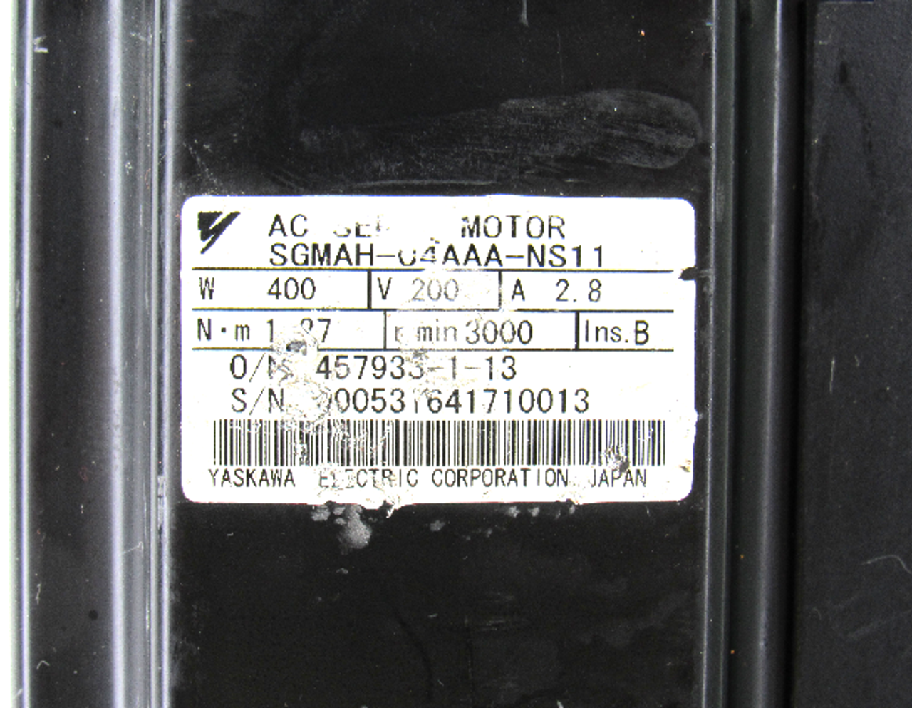 Nitto Seiko AX Driver A200607 Nutrunner, w/ Yaskawa SGMAH-04AAA-NS11 AC Servo Motor, 400W, 200V, 2.8Amp