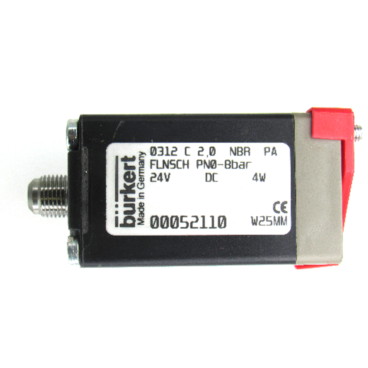 Burkert 00052110 W25MM Solenoid Valve, 24V DC, 4W, 0~8 Bar