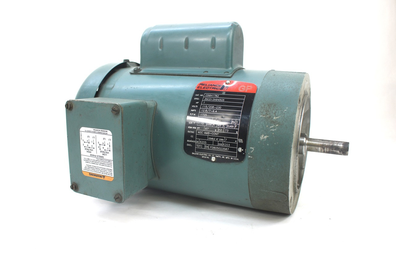 Reliance Electric C56H1782 Motor, 1 HP, 115/208~230V, 12.8/7~6.4 A, 1725 RPM,1-Phase, 60Hz