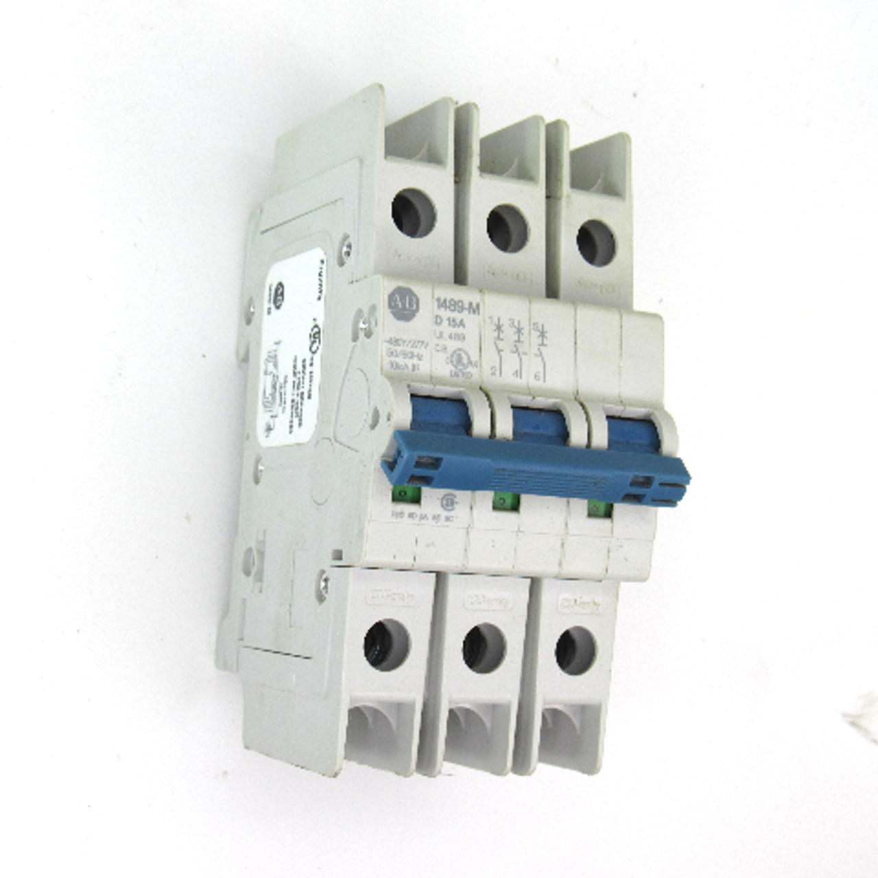 Allen Bradley 1489-M3D150 Ser. D Circuit Breaker, 480Y/277V AC Max., 3-Pole, 15 Amp