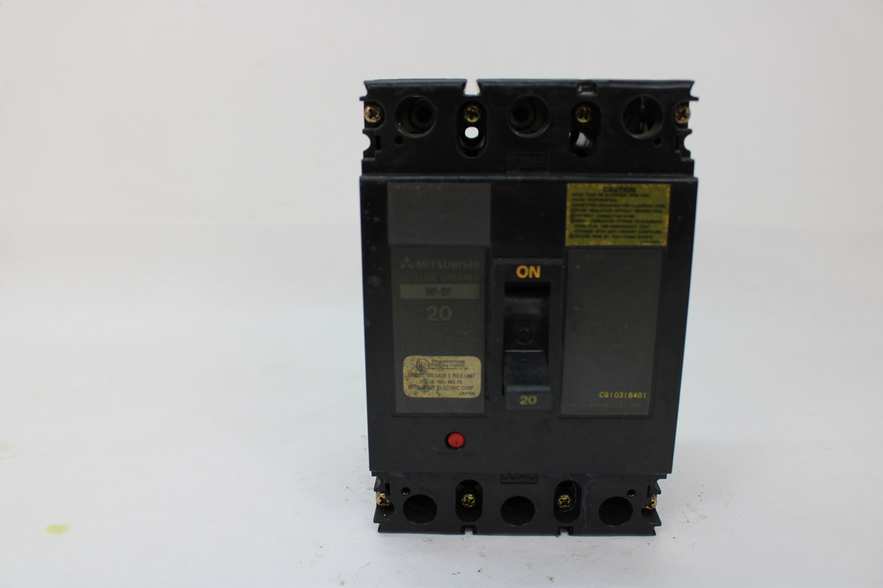 Mitsubishi NF-SF3020 No Fuse Circuit Breaker, 480V AC, 3-Pole, 20 Amp