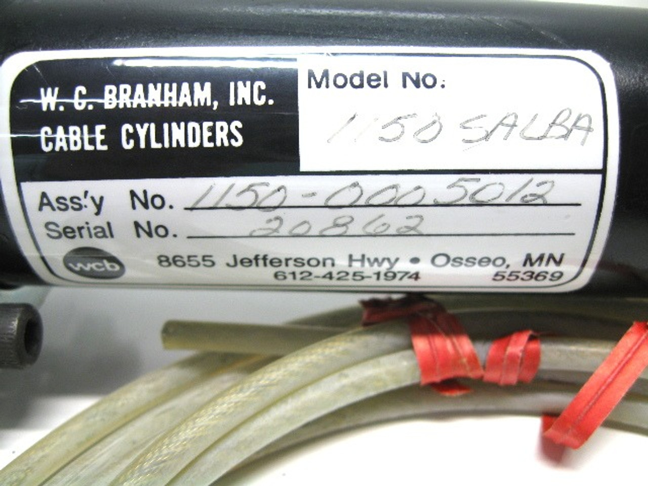 W.C. Branham Inc 1150SALBA Cable Cylinder 12 Inch Stroke 1 1/2 Inch Bore