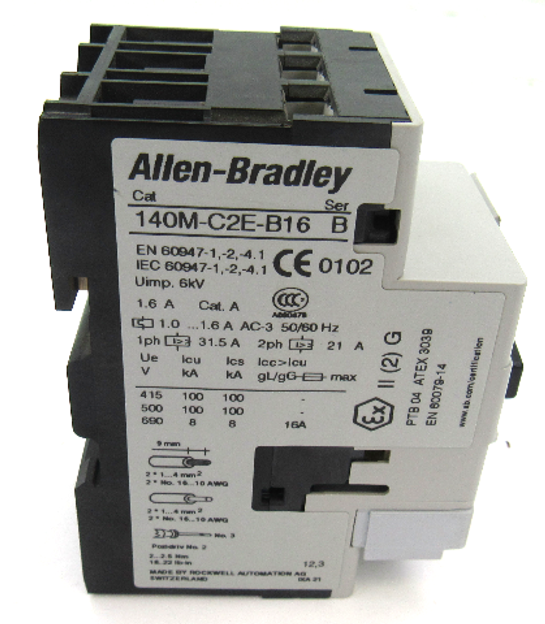 Allen Bradley 140M-C2E-B16 Ser. B Starter Magnetic Trip, 1.6 Amp, 240V AC