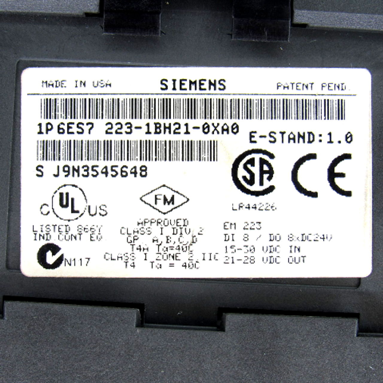 Siemens 6ES7223-1BH21-0XA0 Digital I/O Module, EM 223, 0.75 Amp, 8 Input/ 24V DC, 8 Output/ 24V DC