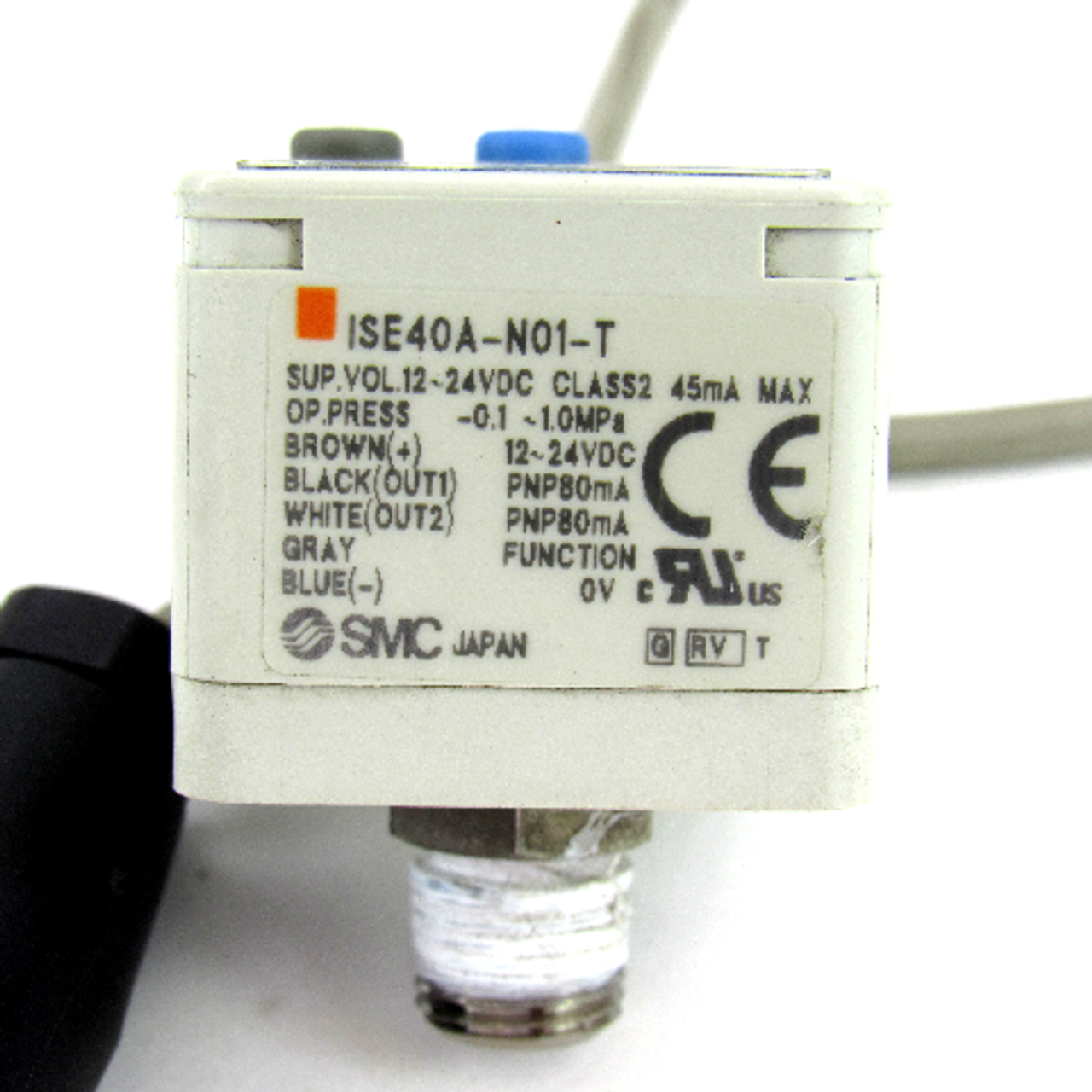 SMC ISE40A-N01-T Pressure Switch, 12-24V DC, 45mA, -0.1~1.0MPa, 1/8" NPT