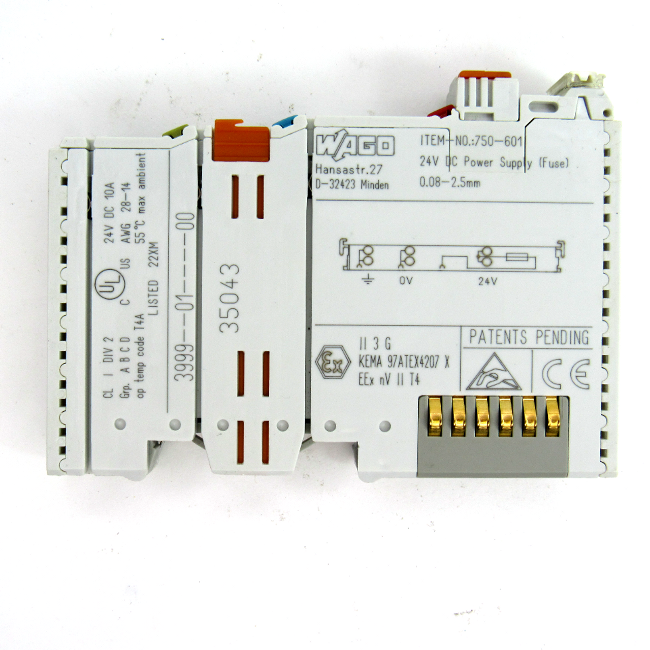 Wago 750-601 Power Supply (Fuse) Module, 24V DC, 0~55° C Operating Temp