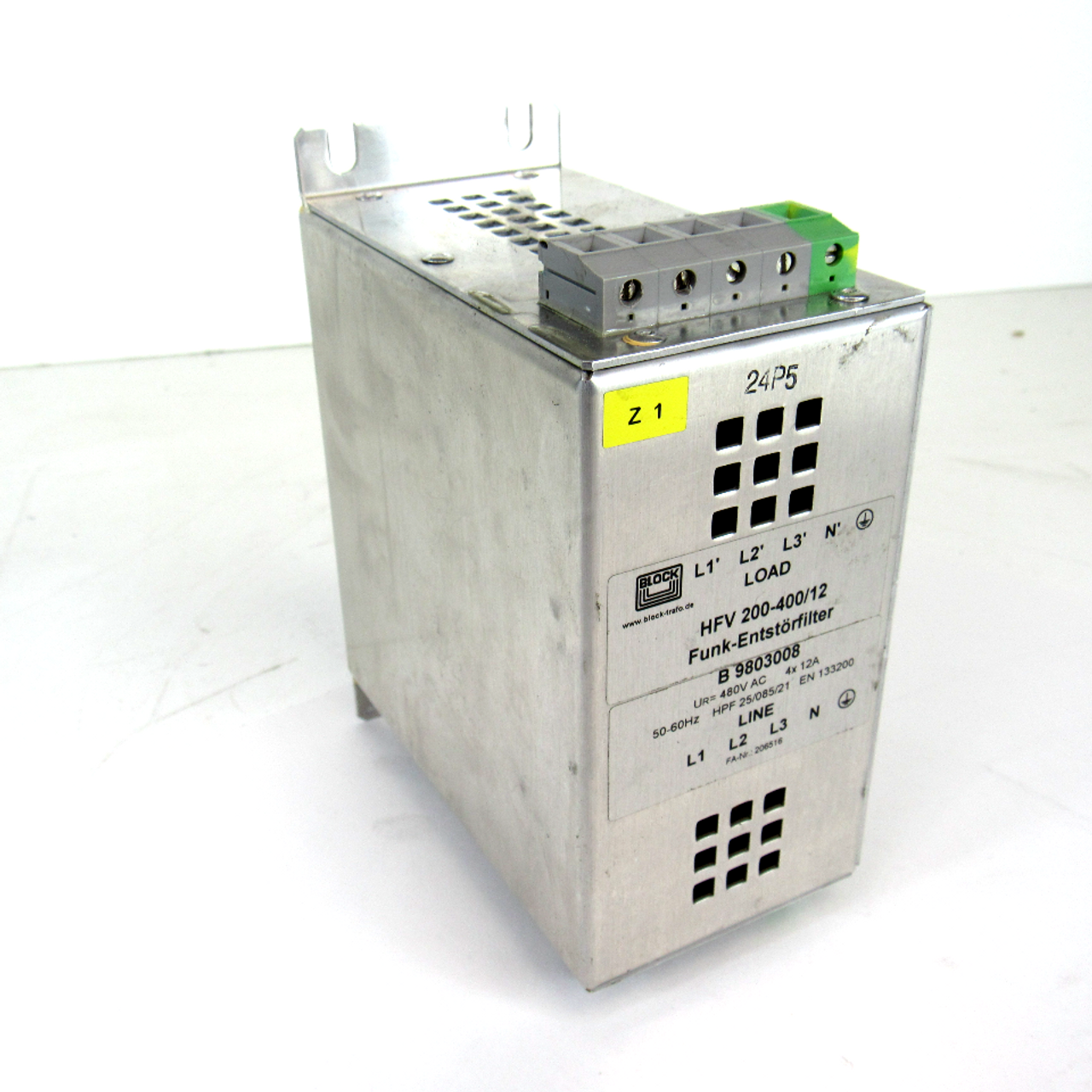 Block Funk-Entstorfilter HFV 200-400/12 RFI Filter Module, 480V AC, 50/60Hz, 12A