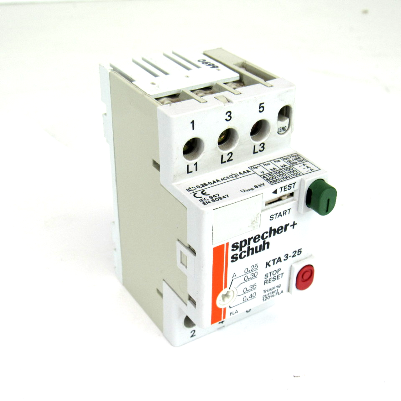 SPRECHER SCHUH MANUAL MOTOR STARTER KTA3-25 .40-.60A N354 SPRECHER SCHUH MANUAL MOTOR STARTER KTA3-25 .40-.60A N354