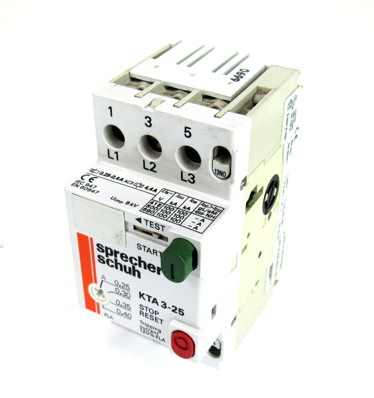 SPRECHER SCHUH MANUAL MOTOR STARTER KTA3-25 .40-.60A N354 SPRECHER SCHUH MANUAL MOTOR STARTER KTA3-25 .40-.60A N354