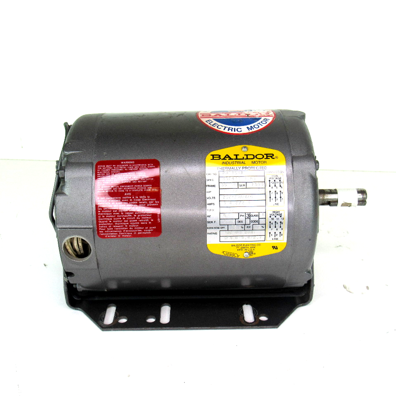 Baldor RM3154A HVAC Motor, 1 1/2 HP, 208-230/460V, 5-4.8/2.4 Amps, 1725 RPM, 60Hz, 3-Phase