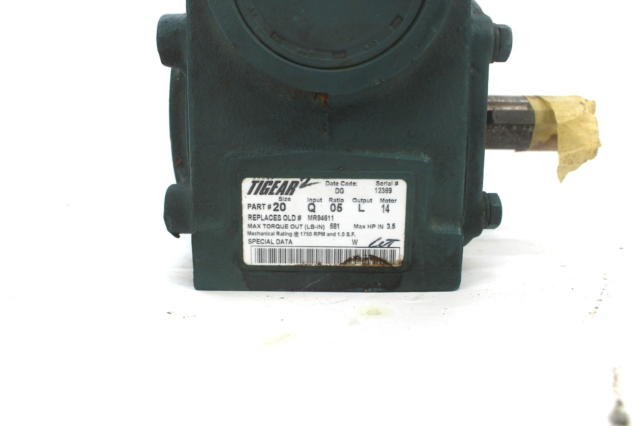 DDodge Tigear MR94611 Gear Reducer, 3.5HP, 1750 RPM, Output Torque: 581