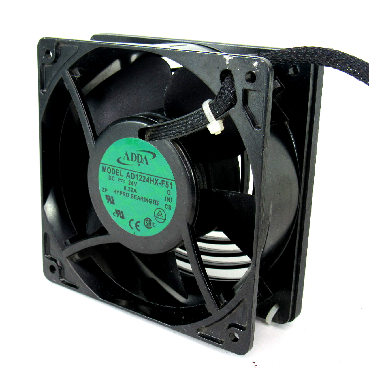 ADDA AD1224HX-F51 DC Axial Fan, 24V DC, 0.32 A, 104.8 CFM, 42.8 DBA - Lot of 2