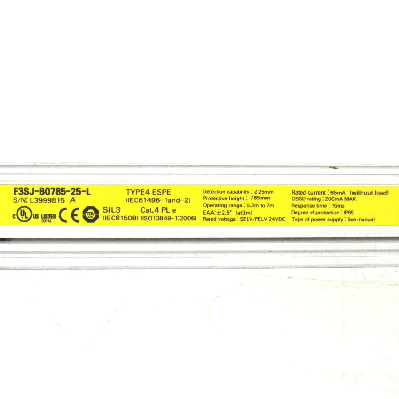 Omron F3SJ-B0785-25-L Safety Light Curtain Emitter, 30.9", Used