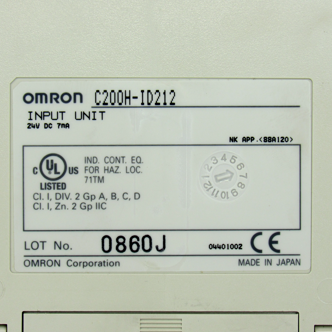 Omron C200H-ID212 Input Unit, 24V DC, 7mA, NEW