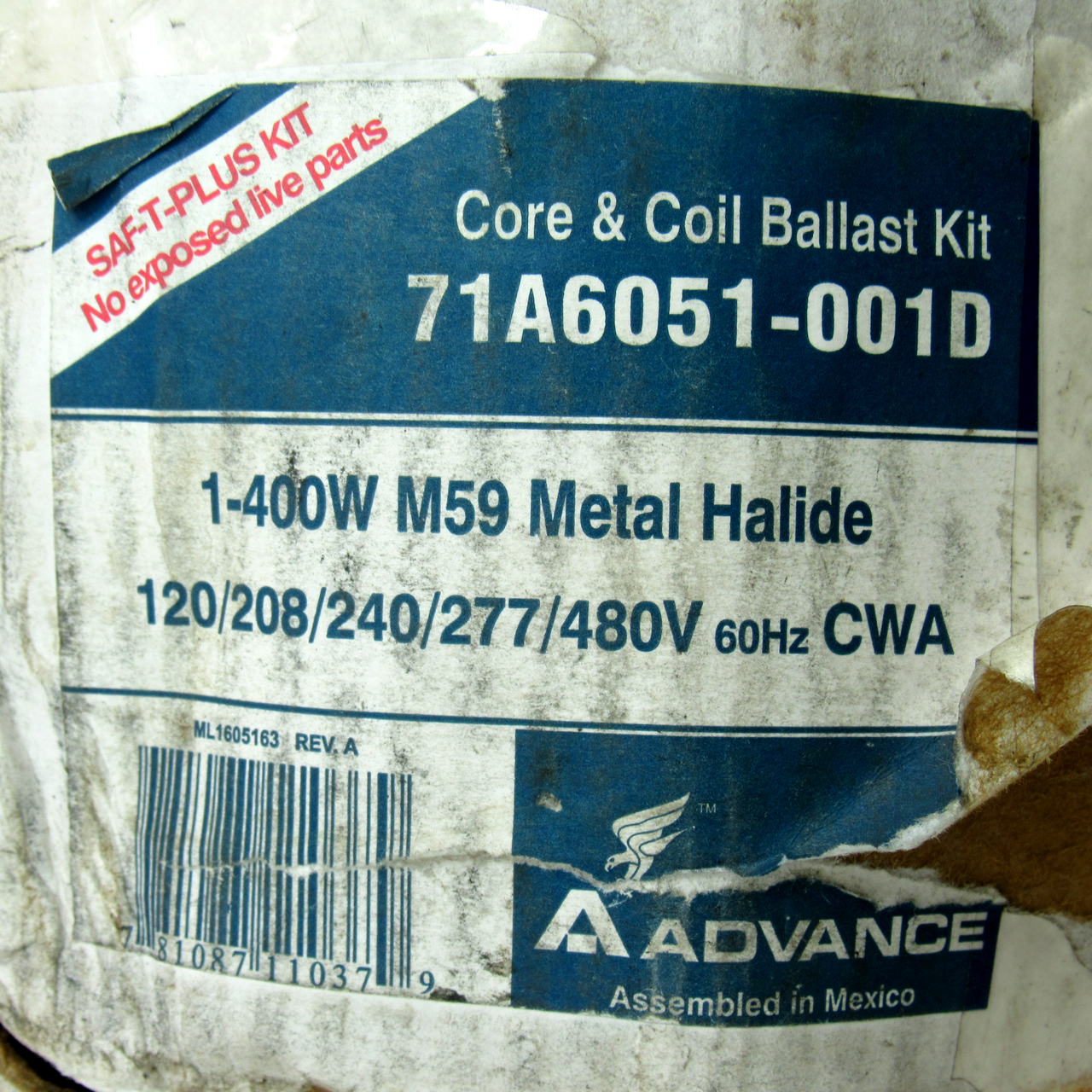 Advance 71A6051-001D Core & Coil Ballast Kit, 1-400W Metal Halide, 120-480V