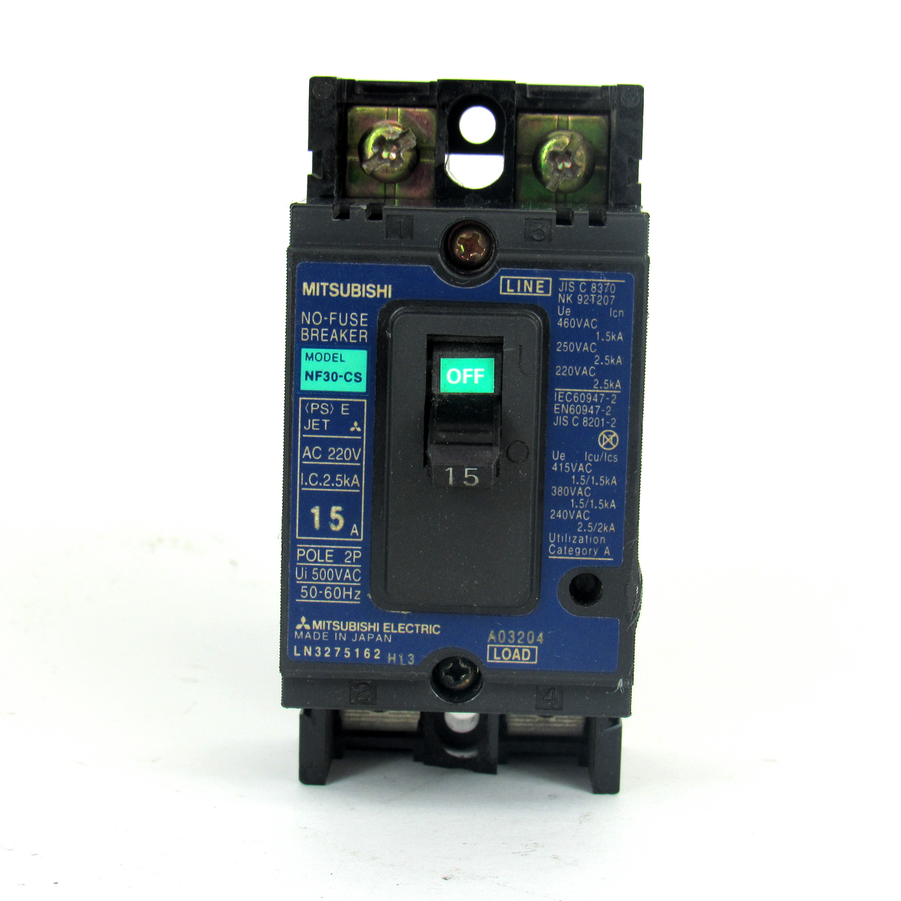 Mitsubishi NF30-CS No Fuse Circuit Breaker, 15 Amp, 2-Pole