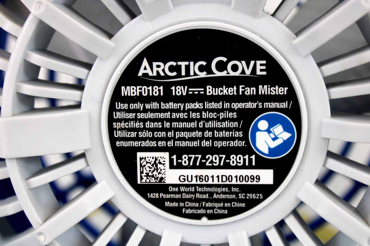 Arctic Cove MBF0181 Bucket Fan Mister, 18V with Battery and Charger