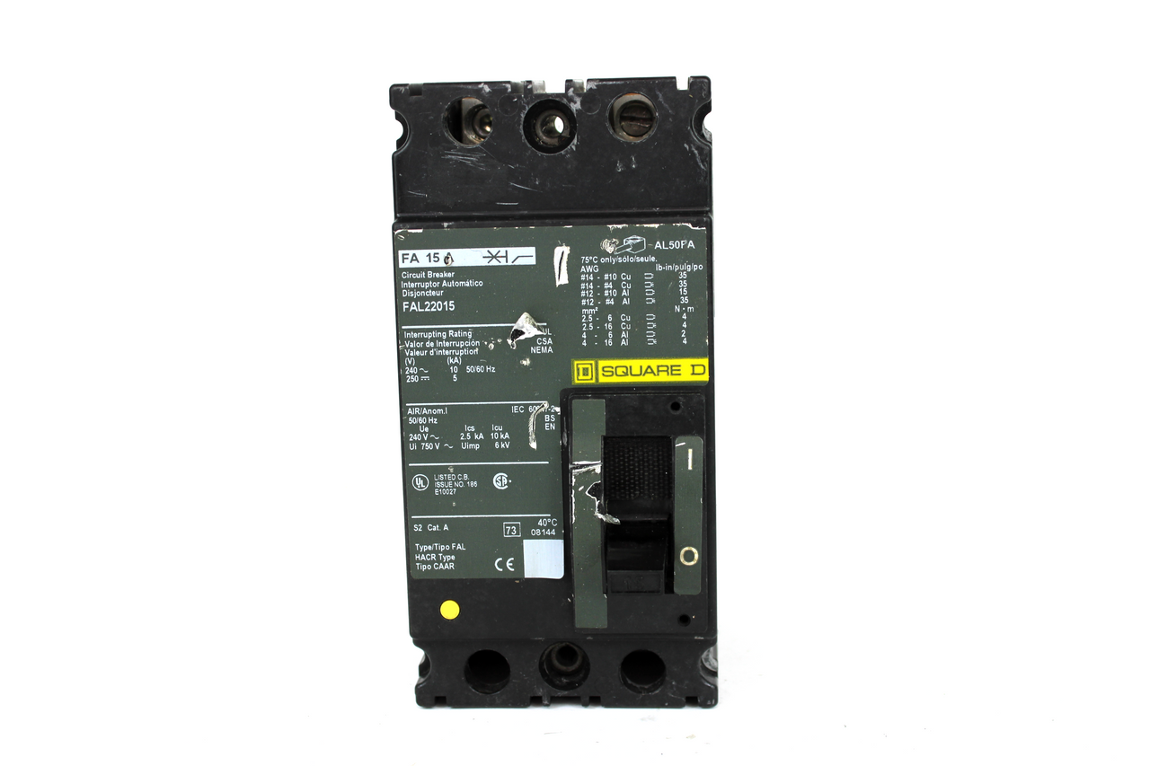 Square D FAL22015 Circuit Breaker, 15 Amp, 2-Pole, 240V AC