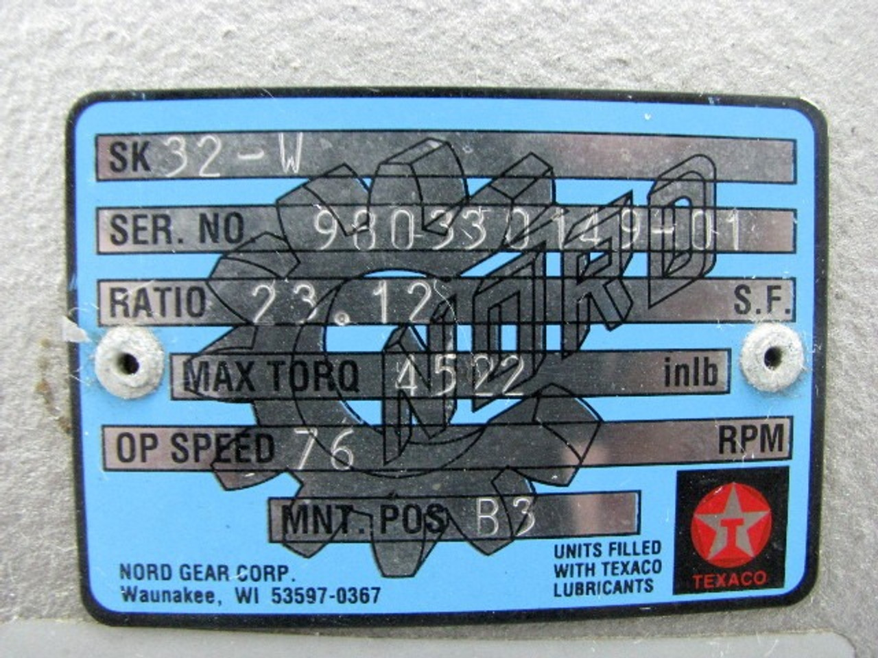 Nord SK32-W Gear 23.12 Ratio 7/8in Input 1 5/8in Output