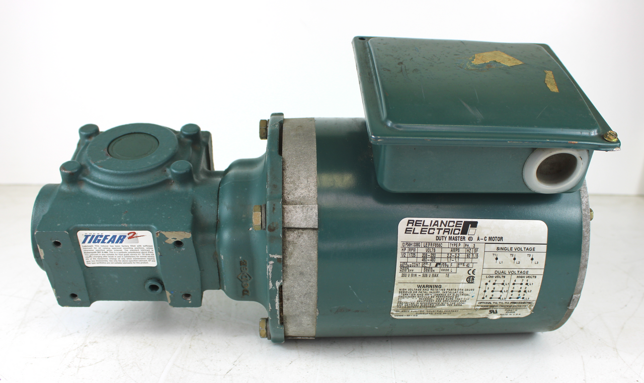 Reliance Electric P56H1338G Elec Motor 1/2Hp 1725 RPM w/Dodge Tigear 5:1 Ratio