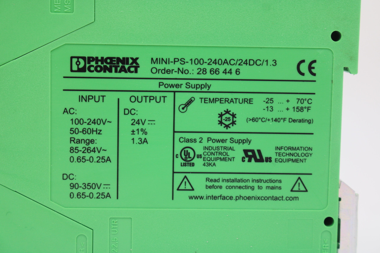 Phoenix Contact MINI-PS-100-240AC/24DC/1.3 Power Supply Unit, 24V DC