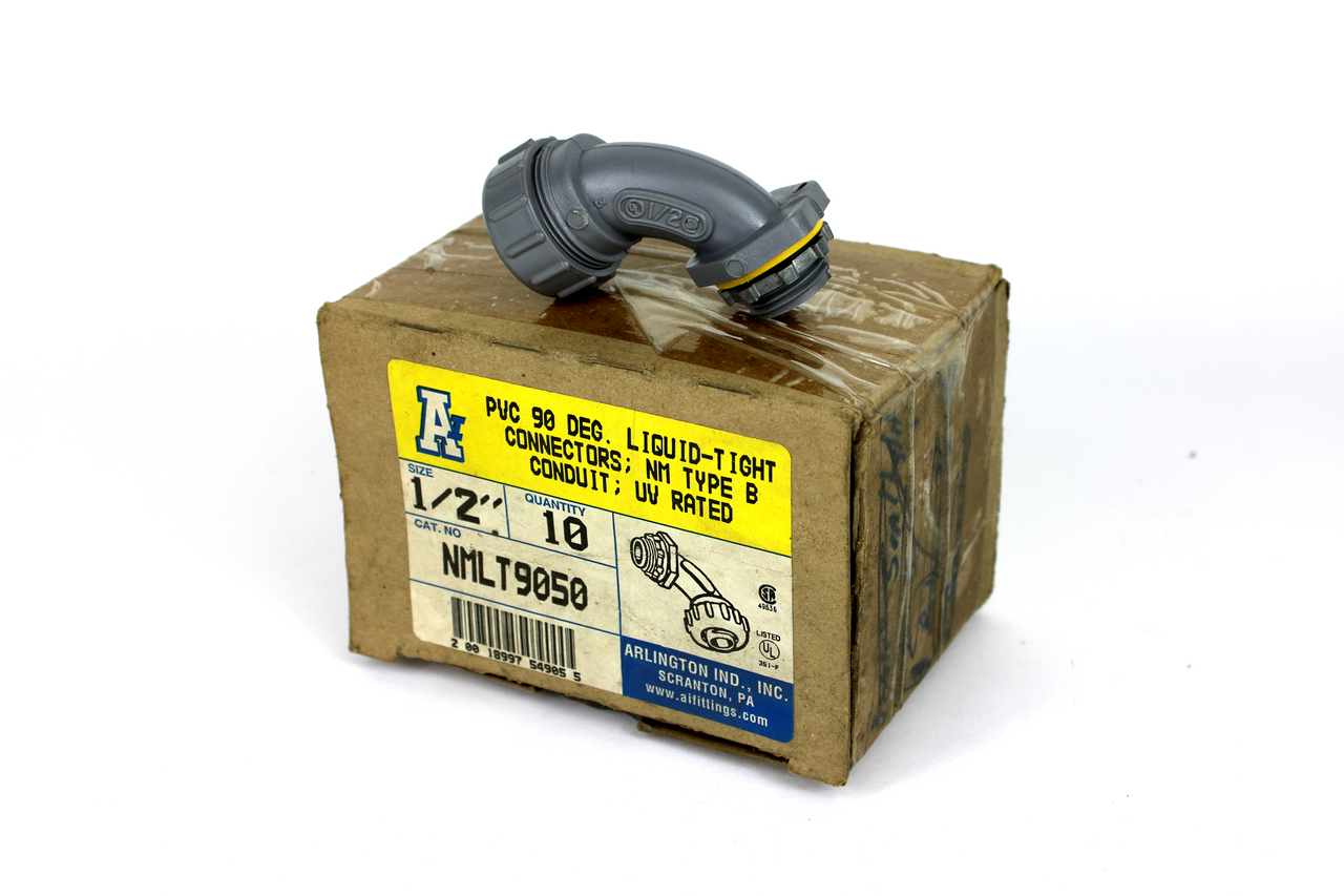 Arlington Ind. NMLT9050 Liquid-Tight 1/2" PVC 90° Connector (Box of 10)
