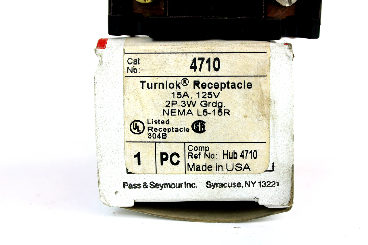 Pass & Seymour 4710 Turnlok Receptacle, 125V, 15 Amp