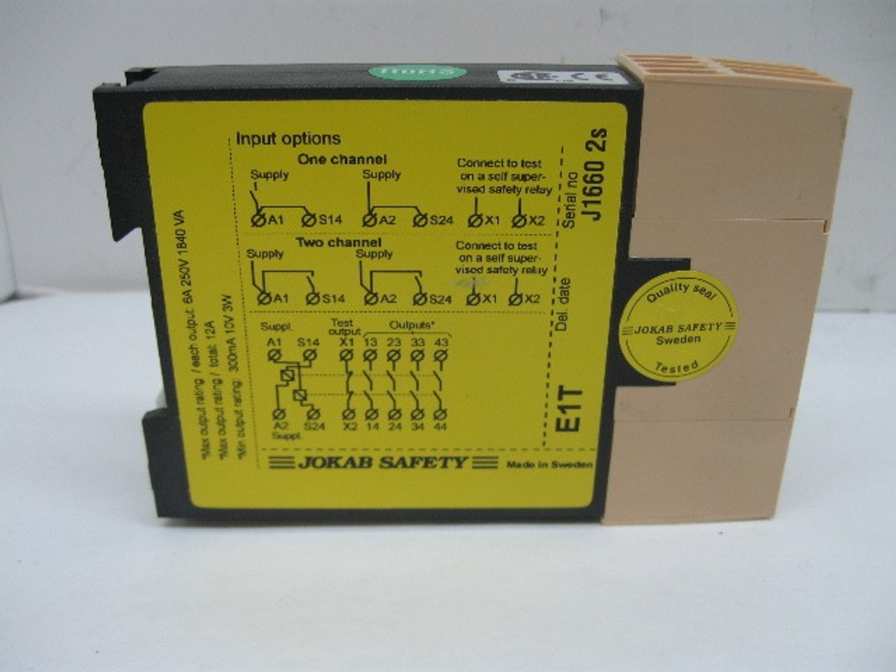 Jokab Safety E1T Expansion Safety Relay 24 VDC 4 N.O. Outputs