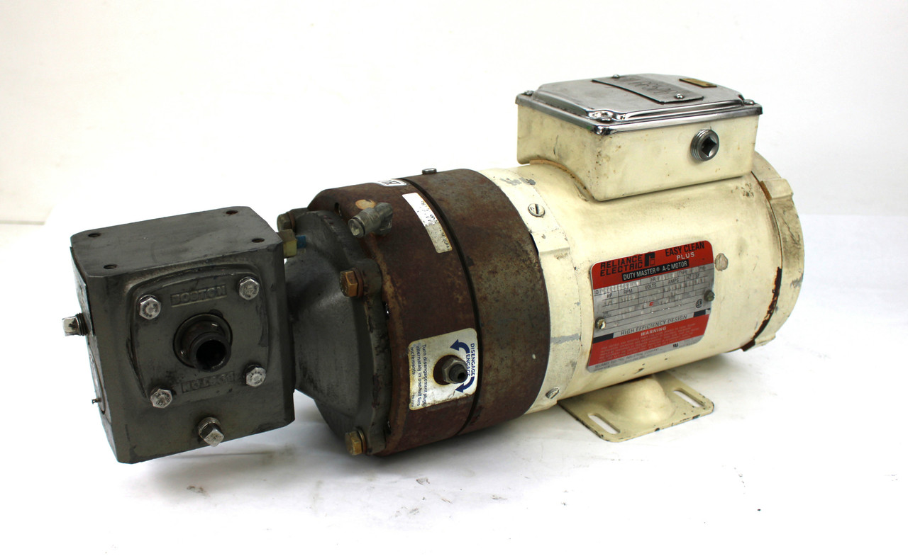 Reliance P56X4506M-AA 1/2 Hp 208-460V Washdown Motor, SBKF721-30S-B5-G Boston Gear Reducer 3:1