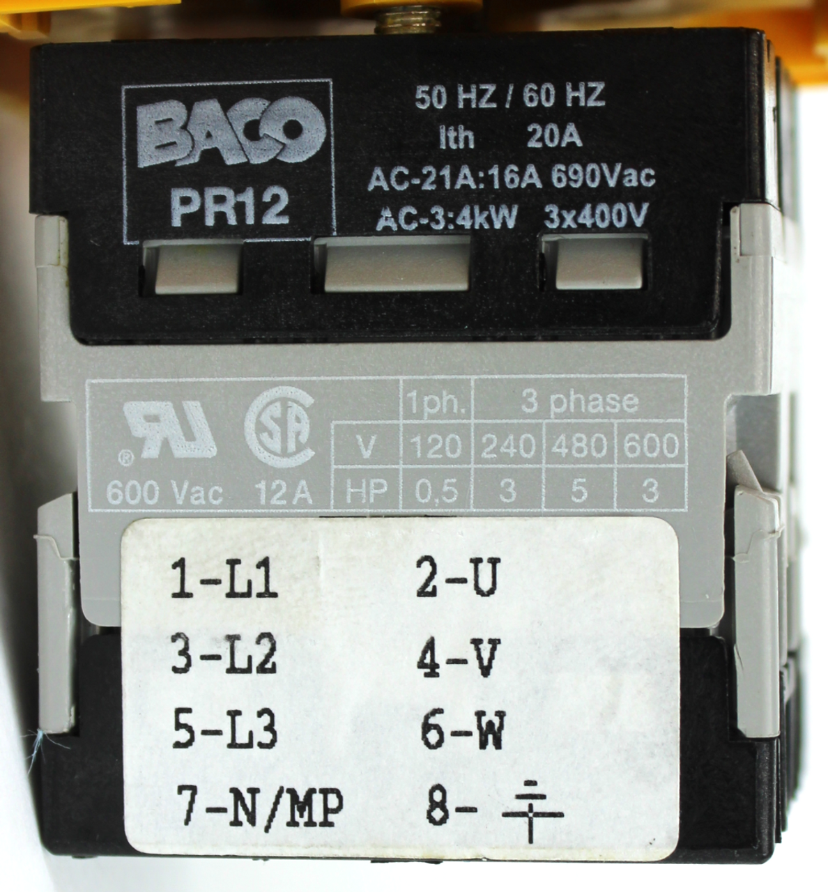 Baco PR12 Rotary Disconnect Switch IEC 60947-3