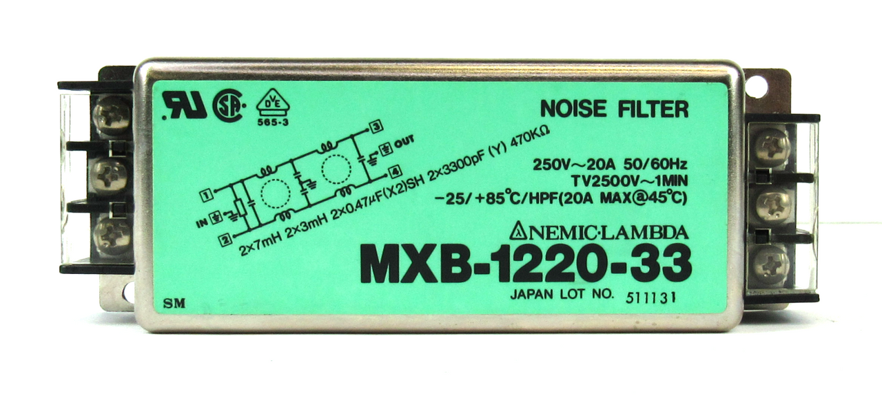 Nemic-Lambda MXB-1220-33 Noise Filter 250V 20A 50/60Hz