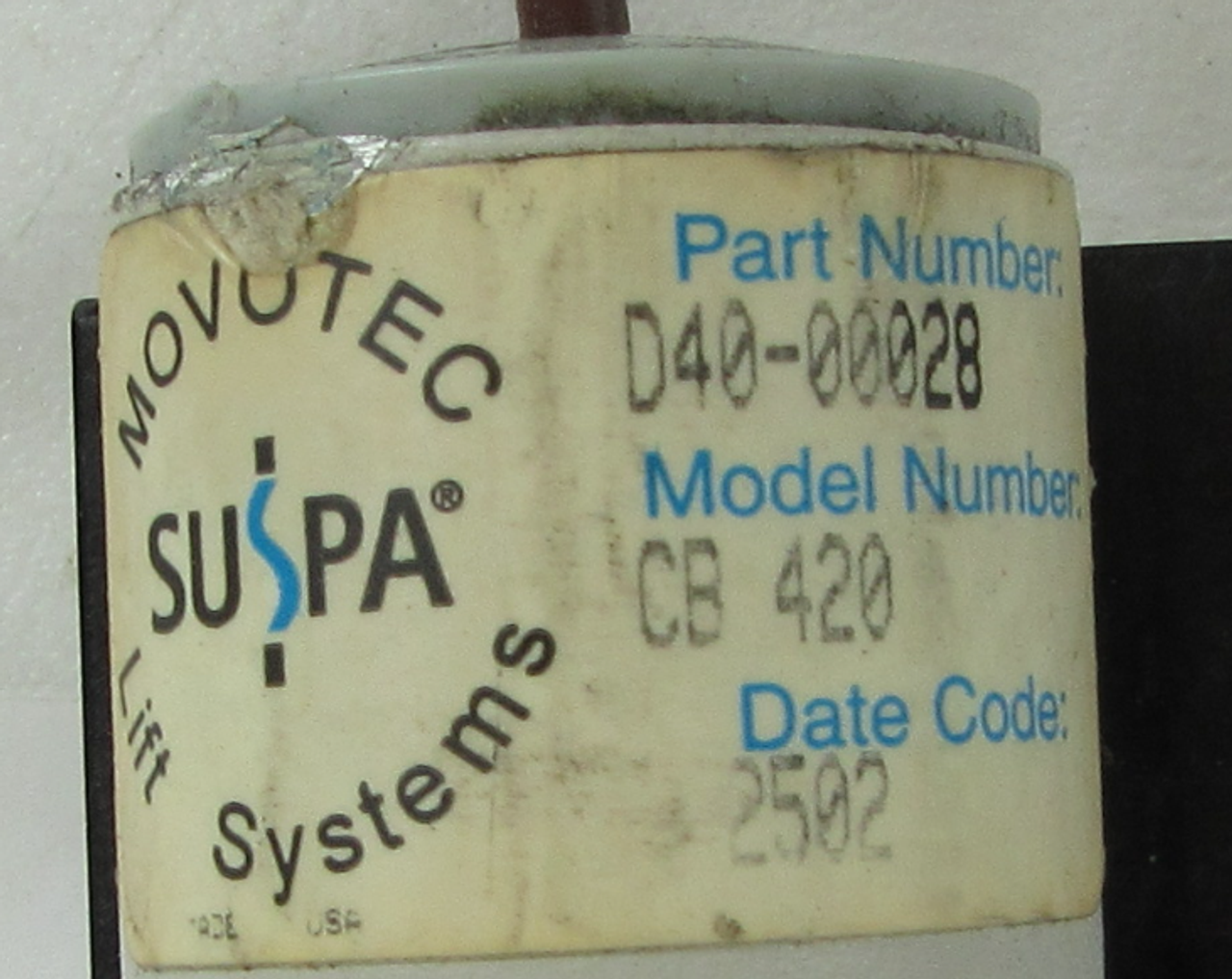 Movotec Suspa Lift Systems D40-00028 13" Leg Lift Cylinder CB 420
