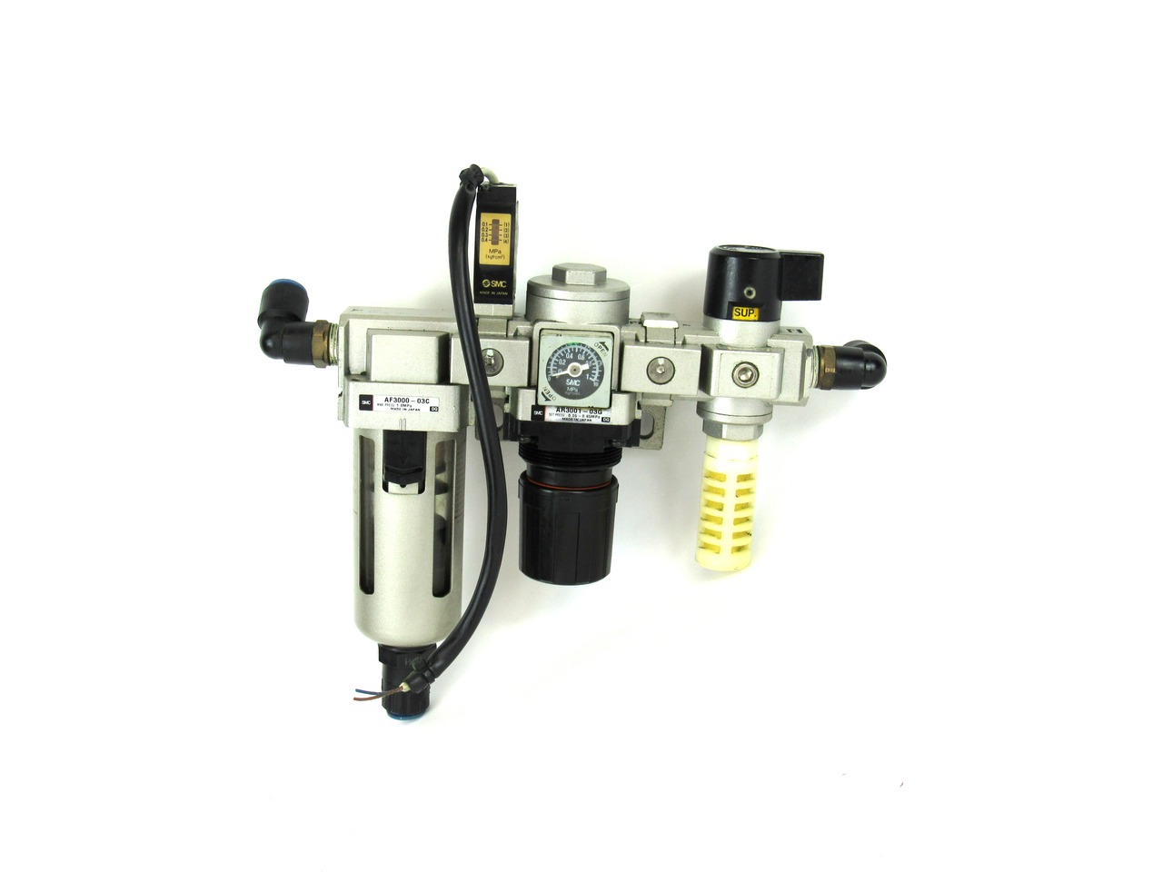 SMC AF3000-03C Air Filter Assembly, AR3001-03G Regulator, VHS3000 Pressure Valve