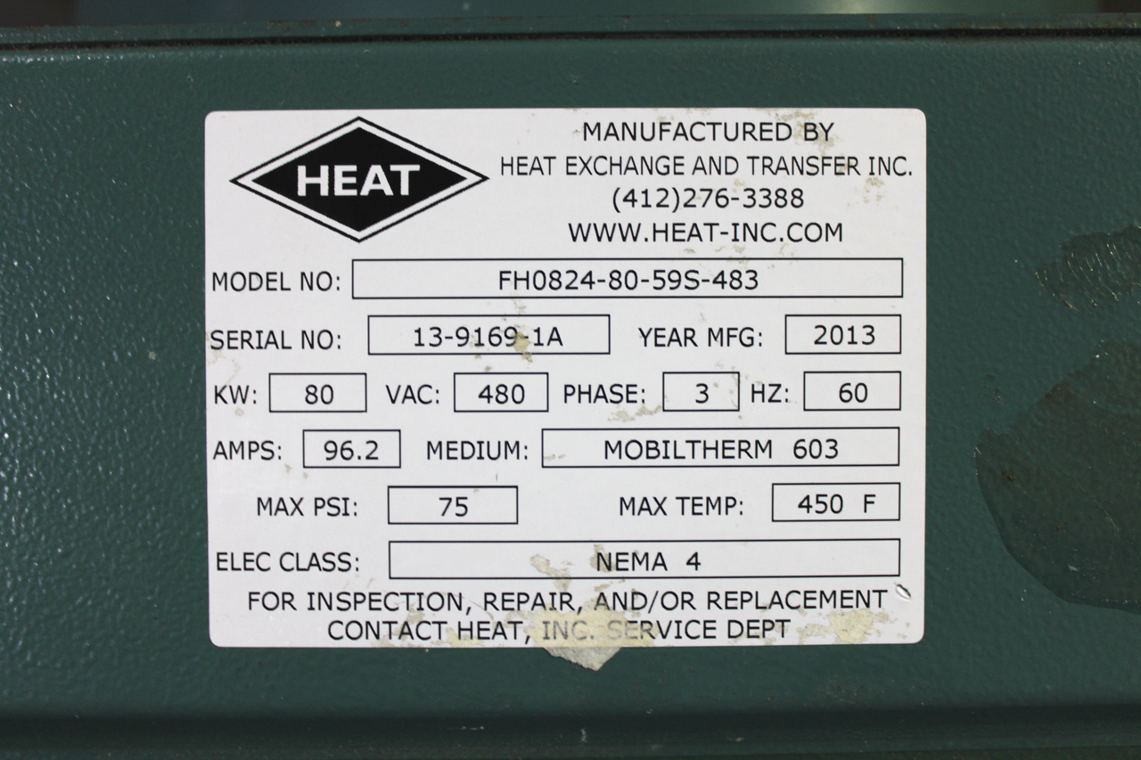 Heat Exchange & Transfer Flanged Immersion Heater FH0824-80-59S-483, 80KW,  480VAC