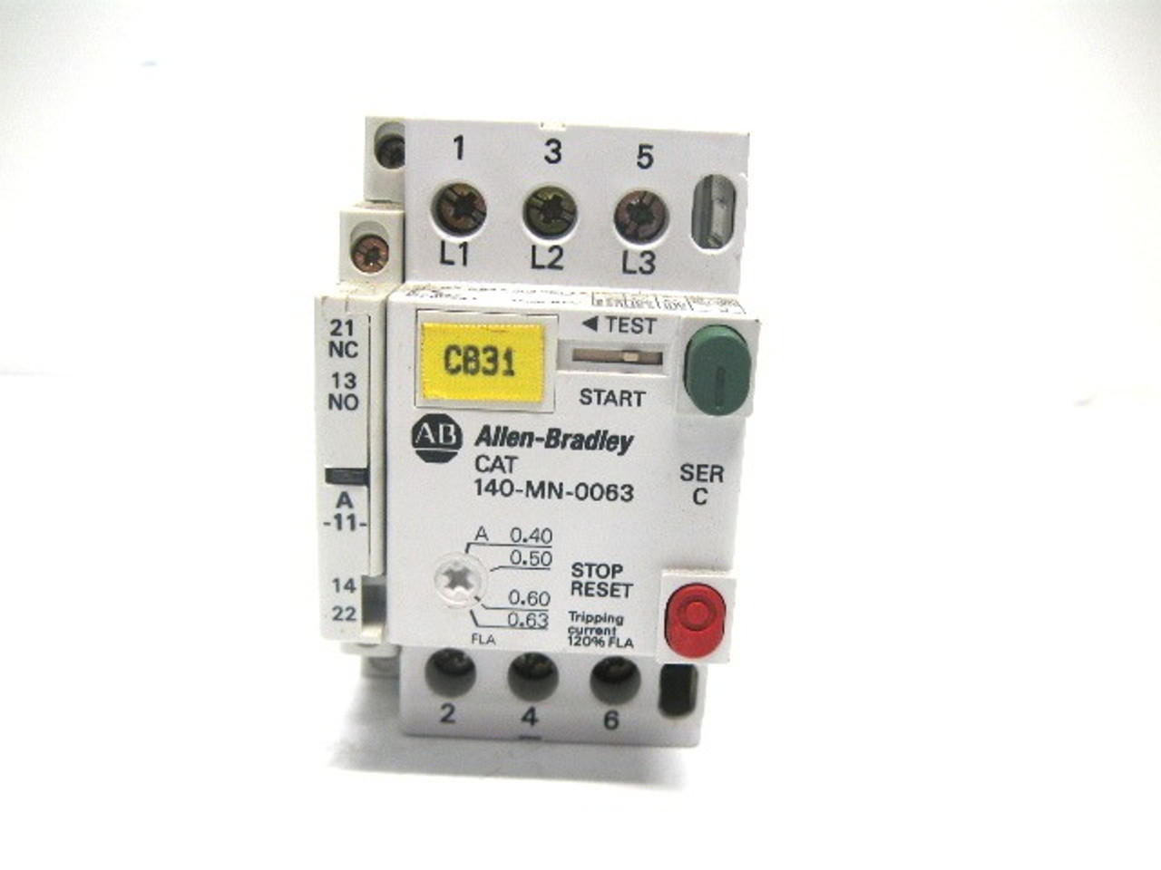 Allen Bradley 140-MN-0063 Manual Motor Starter 3 Pole 0.40-0.63 Amp