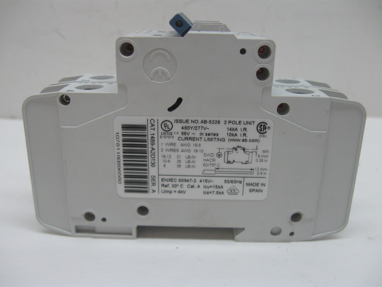 Allen Bradley 1489-A2D130 Circuit Breaker 2 Pole, 13 Amp, 480Y/277V