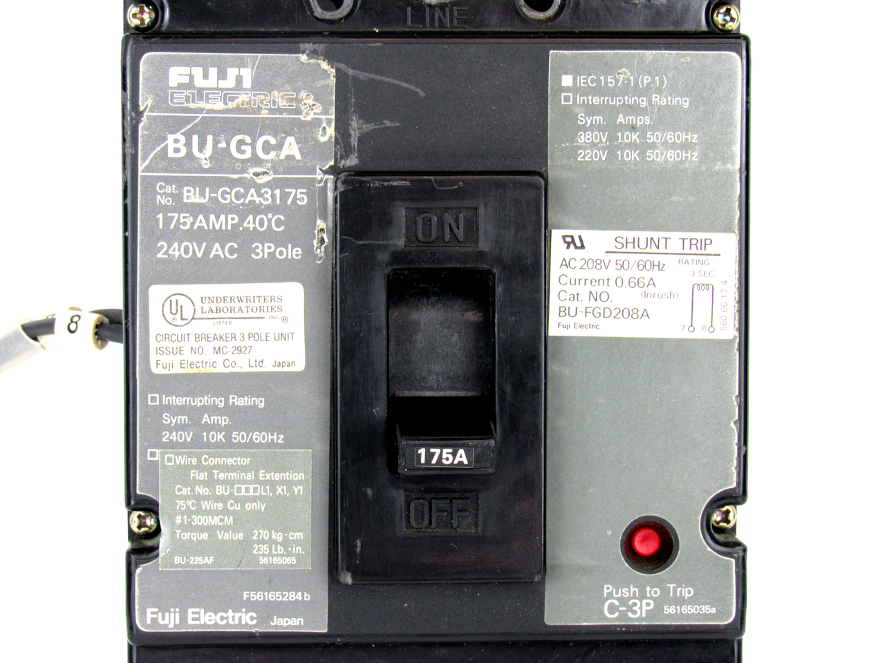 Fuji Electric BU-GCA3175 Circuit Breaker, 175 Amp, 3-Pole