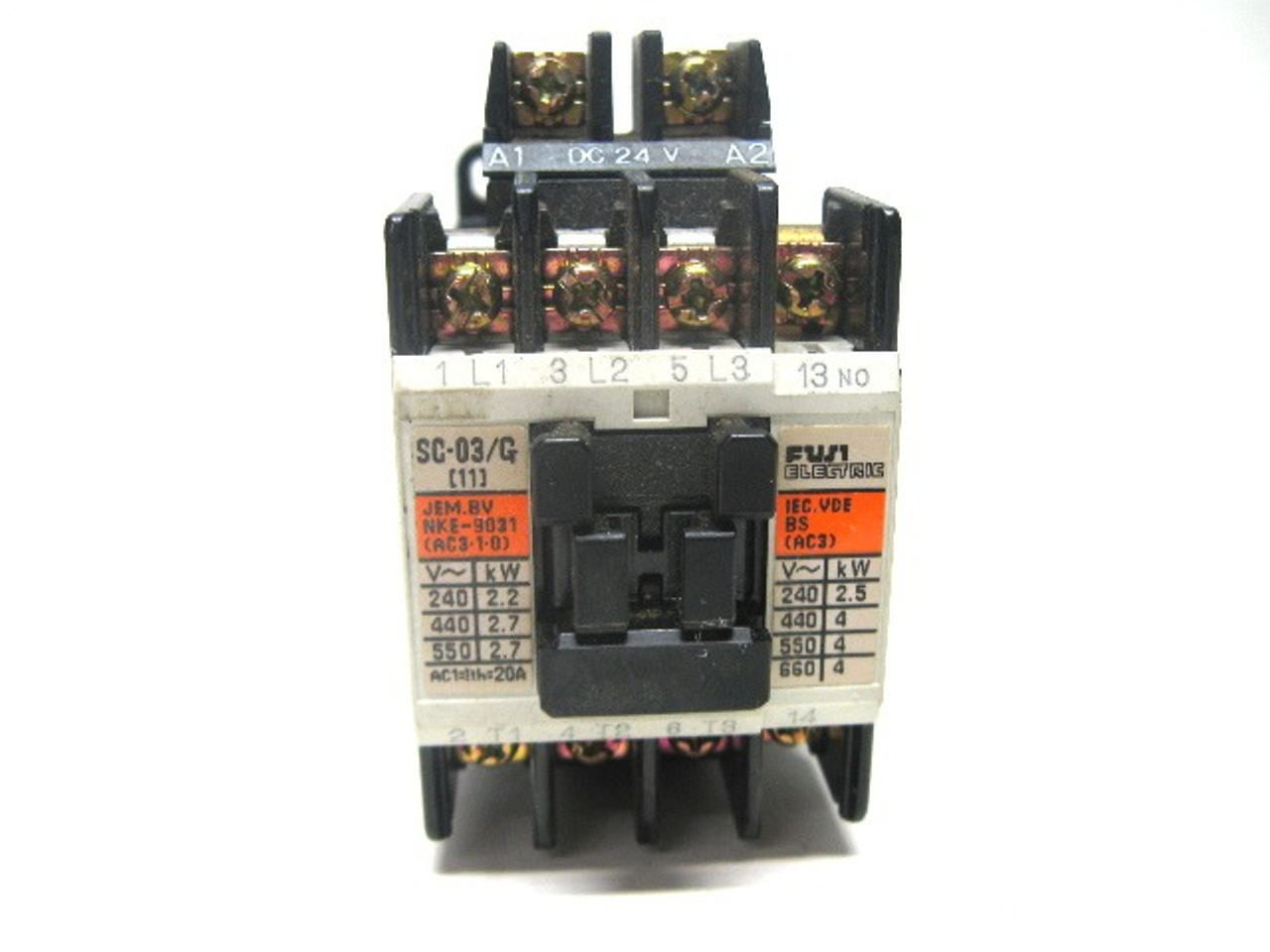 Fuji SC-03/G 4GC0A0 Contactor 24 Vdc Coil Voltage 200-600 V 11 Amp