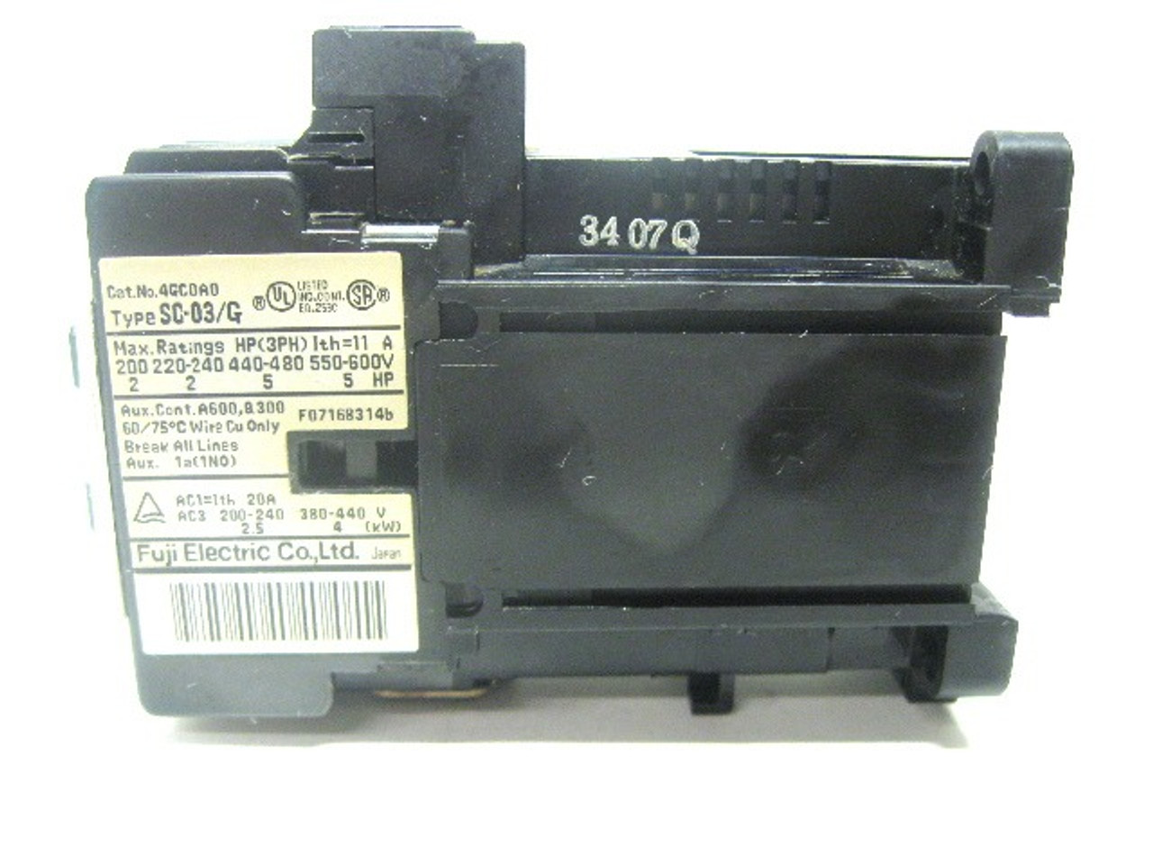 Fuji SC-03/G 4GC0A0 Contactor 24 Vdc Coil Voltage 200-600 V 11 Amp