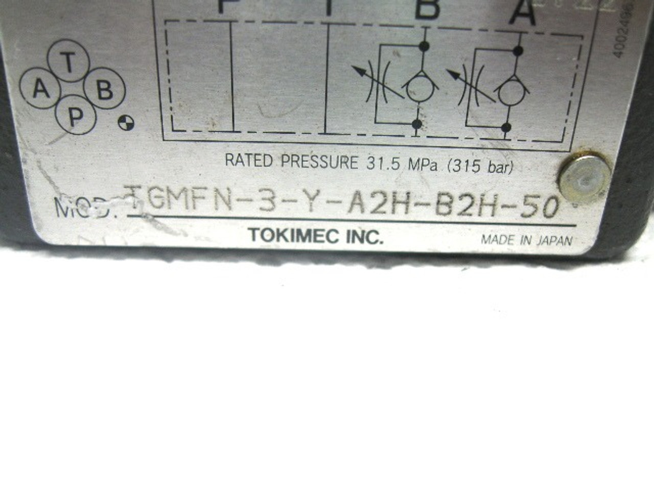 Tokimec Vickers TGMFN-3-Y-A2H-B2H-50 Restrictor Valve 50 Series 48261684