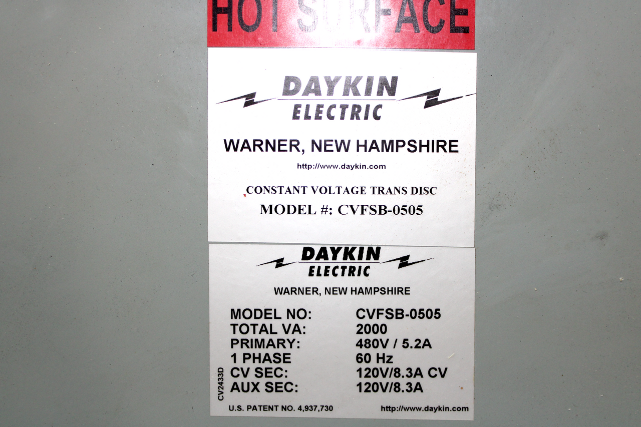 Daykin Electric CVFSB-0505 Constant Voltage Transformer, 2000VA, 1-Phase