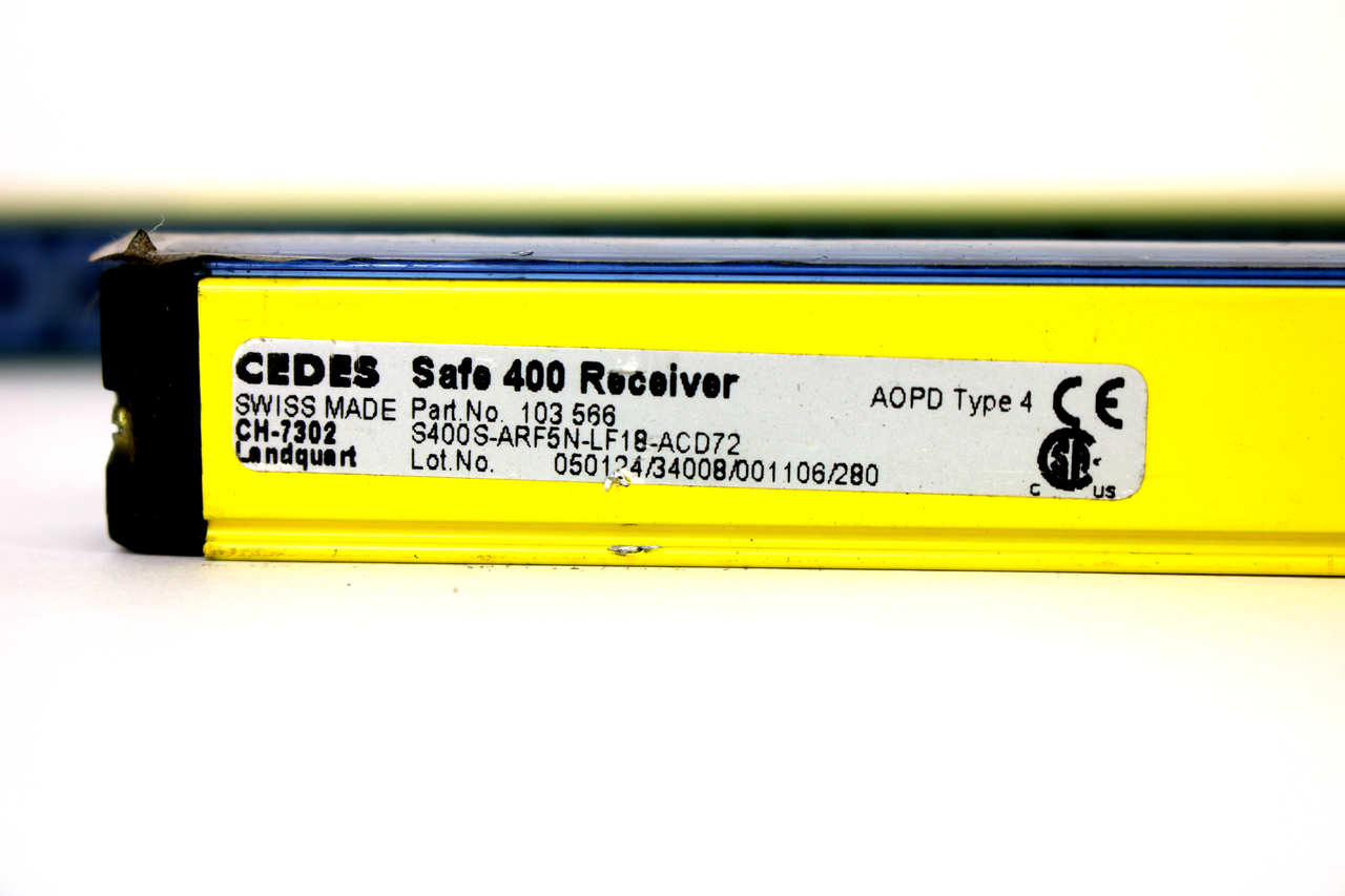 Cedes S400S-AEF5N-LF18-ACD65 / ARF5N-LF18-ACD72 Light Curtain Emitter & Receiver 900mm